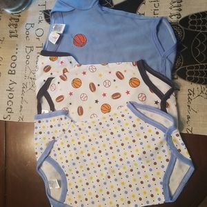 Lot of 3 Blue and Sports Themed Onesies 3-6M